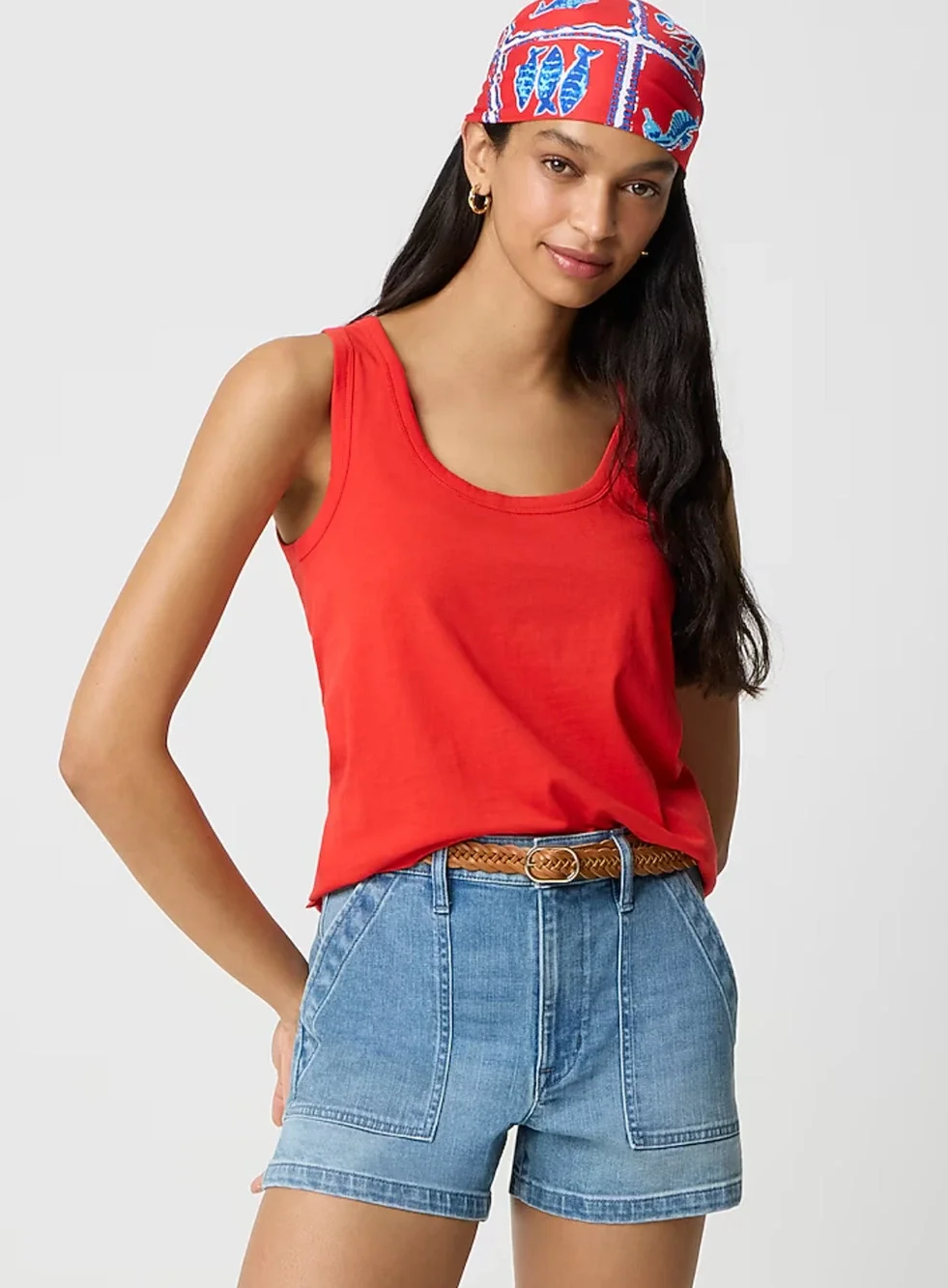 J Crew Scoop Neck Tank Top L NWT Cerise Red Shirt CJ052 J.Crew